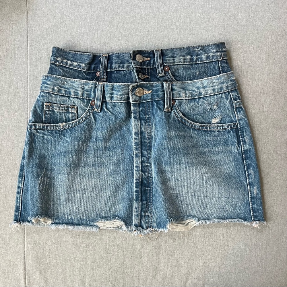 Zara Double Layered Denim Mini Skirt Size XS